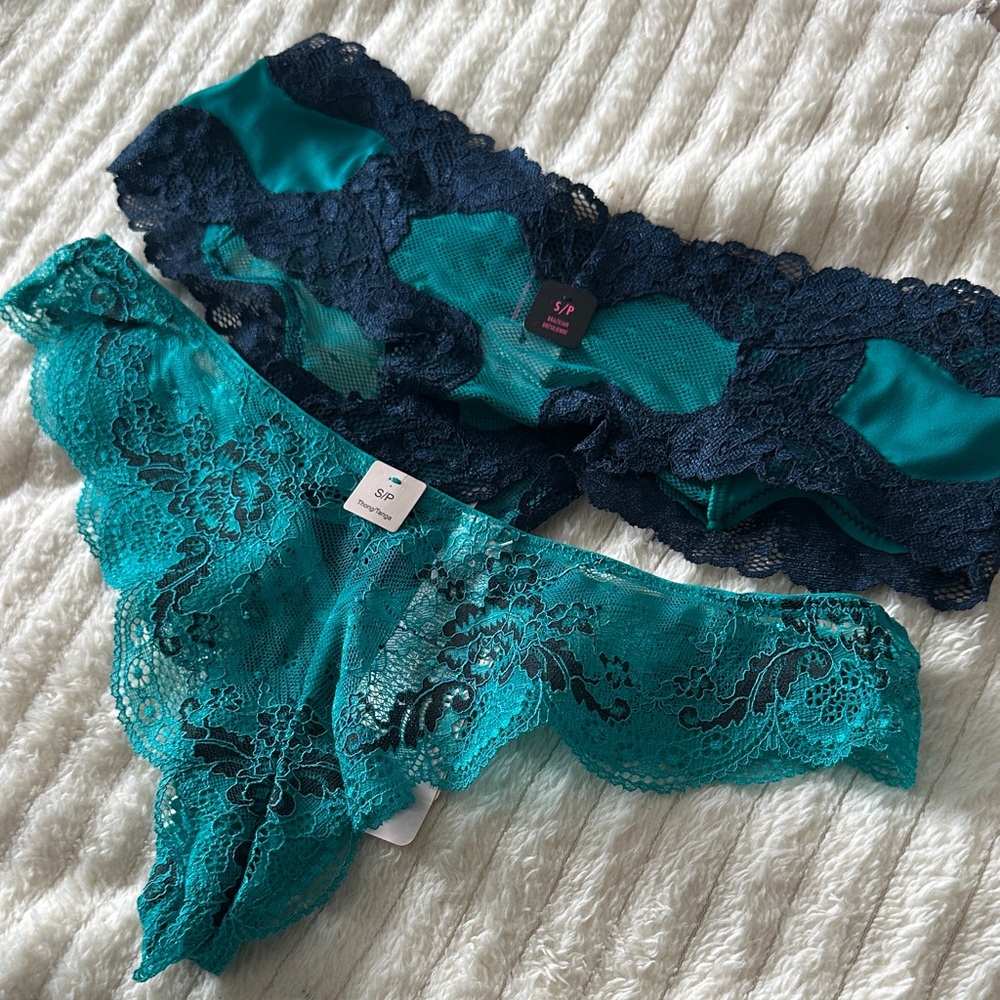 La SENZA Lace Panties in Teal and Navy